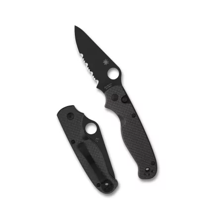 Spyderco Buttonup Carbon Fiber Combo zsebkés - Fekete 