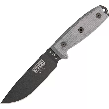 ESEE Model 4, 440C, serrated, black/black, black plastic sheath, nylon sheath