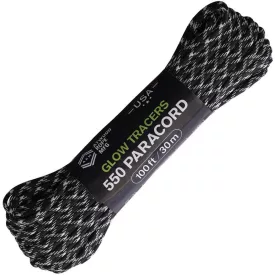 550 Paracord (100ft) -  Black/Glow