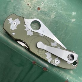 Spyderco Para 3 ""Fibonacci"" Analog Camo Green Aluminum Scale Kit - kés pa