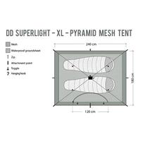 Kép 4/6 - DD SuperLight XL Pyramid Mesh Tent - szúnyoghálós sátorbelső
