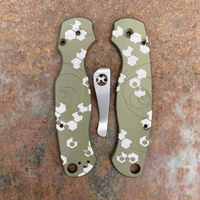 Spyderco Para 2 "Fibonacci" Analog Camo Green Aluminum Scale Kit - kés panel és clip szett