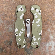 Spyderco Para 2 &amp;quot;Fibonacci&amp;quot; Analog Camo Green Aluminum Scale Kit - kés panel és clip szett