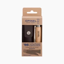 Opinel No.8 Bükkfa markolatú bicska bőrtokkal