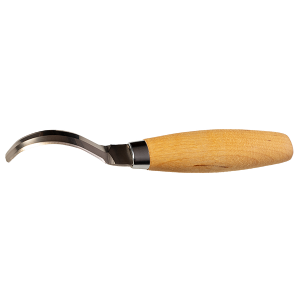 Mora Carving Hook Knife 163 Double Edge - Wood (ID 13387) fafaragó kés bőr tokkal