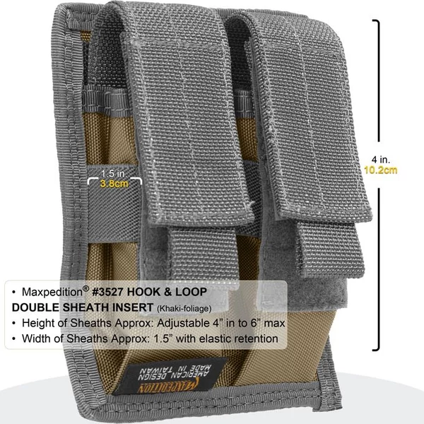 Maxpedition Hook-&-Loop Double Sheath Insert, Khaki-Foliage