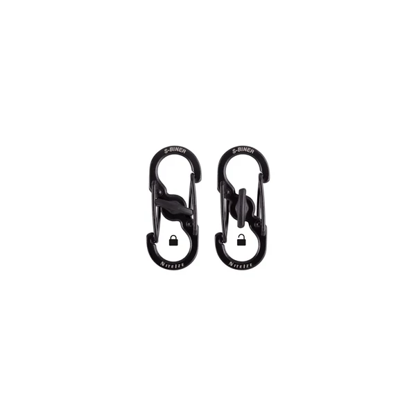 NITE IZE Microlock S Karabiner - Fekete, 2db