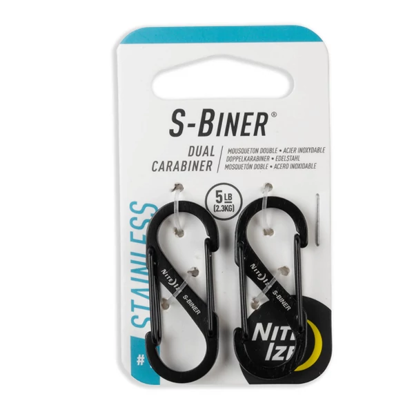 NITE IZE #1 S karabiner ( max 2.2 kg) - 2db, Fekete