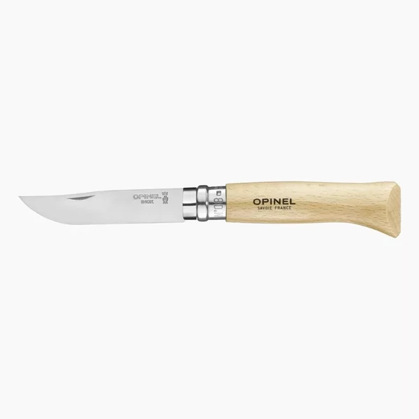 Opinel No.8 Bükkfa markolatú bicska bőrtokkal