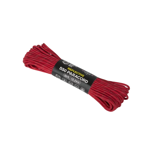550 Paracord Reflective (50ft) - Piros