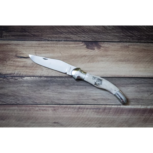 Szalontai Extra nagyfejes bicska csiszolt  SCRIMSHAW motívummal